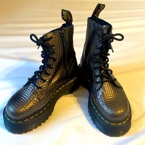 Dr Martens limited edition metallic gold platform boots witj stud pattern